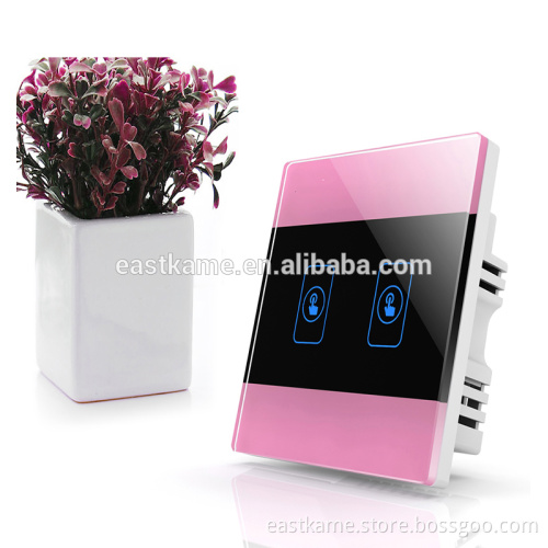 433mhz 2 Gang Crystal Glass Panel Touch Smart Home Wall Switch